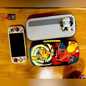 Nintendo switch with games and case